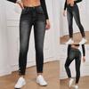Модные эластичные узкие джинсовые брюки с высокой талией для девочек