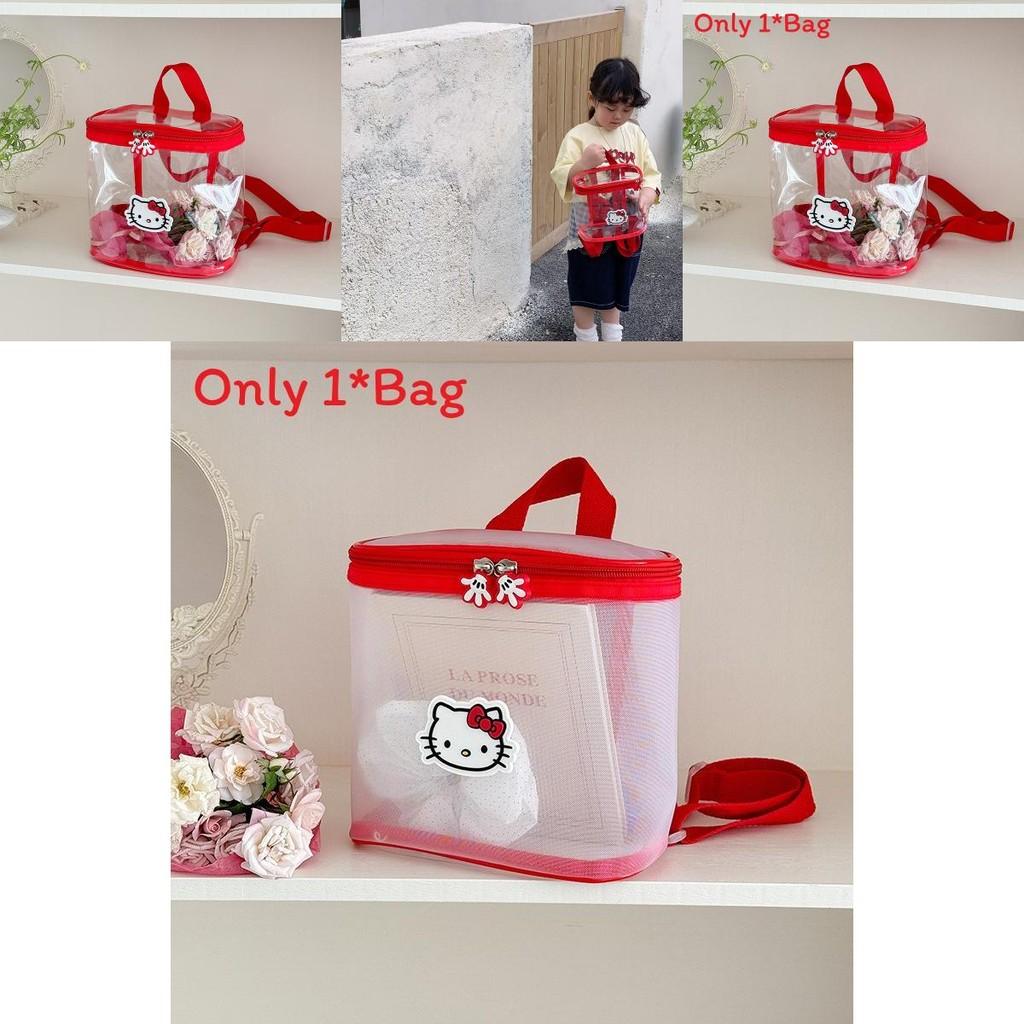 Прозрачный детский рюкзак с рисунком кошки Hello Kitty, из дышащего полиуретана, для детей детского сада