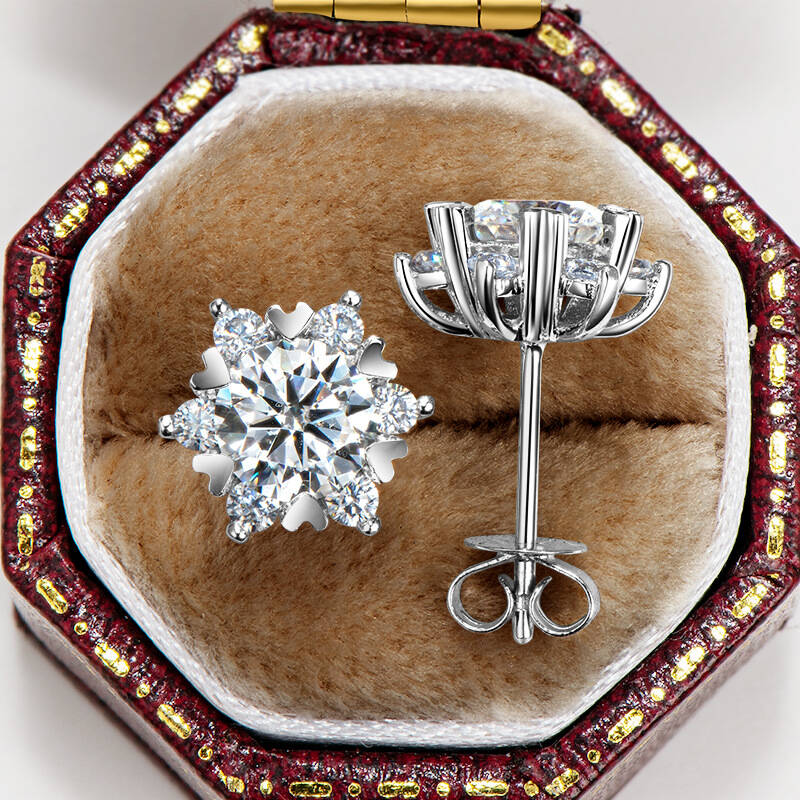 Серьги-снежинки из серебра S925 с муассанитом для женщин, модный и классический дизайн с 6 крапанами, в качестве подарка на День святого Валентина для друзей