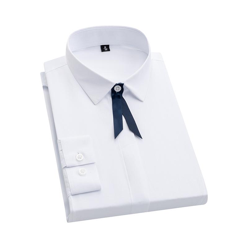 «Женская профессиональная рубашка облегающего кроя с длинным рукавом 2025 года — однотонная, микроэластичная, для весны и осени»