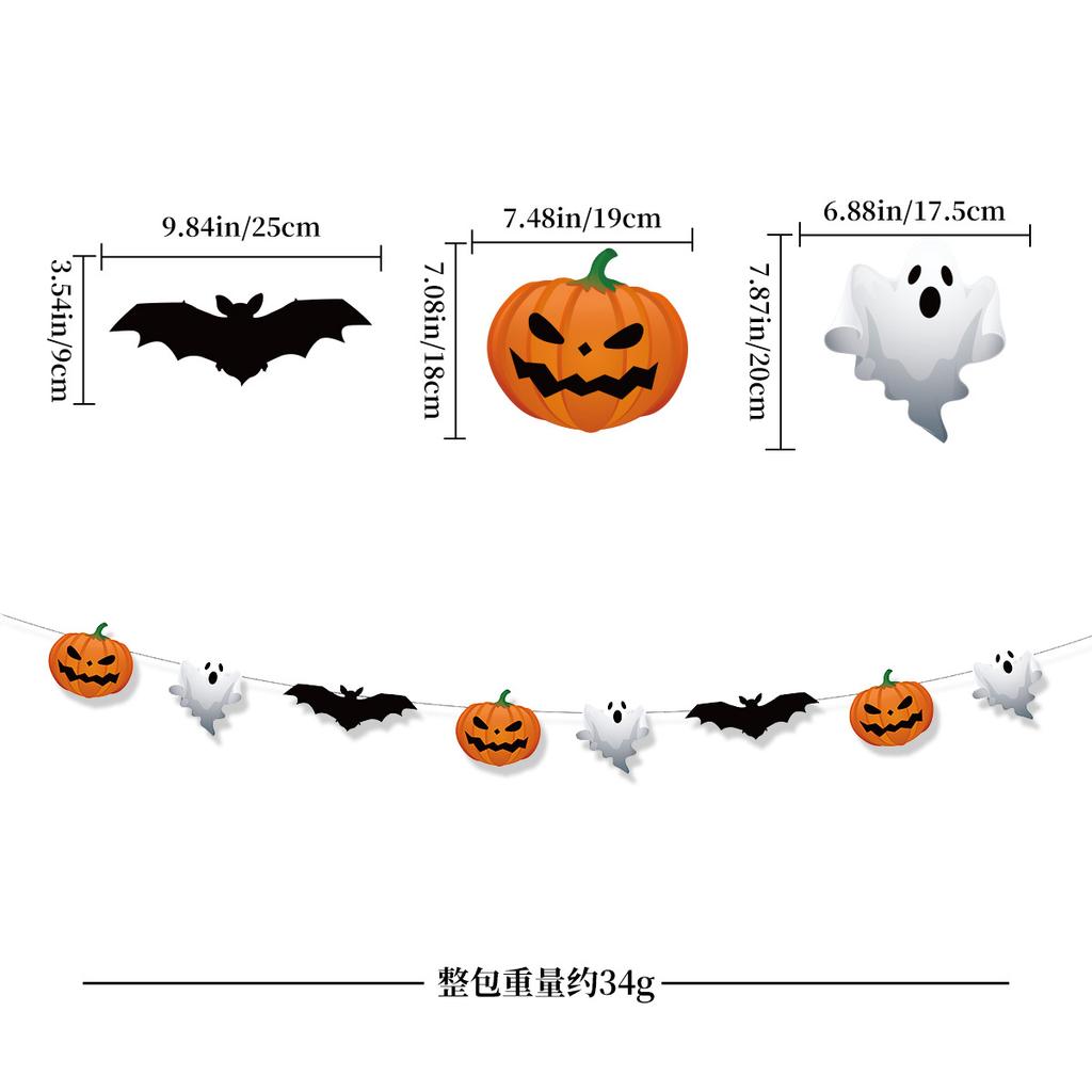 Halloween Decoration Paper Flag Bar Party Arrangement Ghost Festival Pumpkin Black Bat Latte Flower Customization