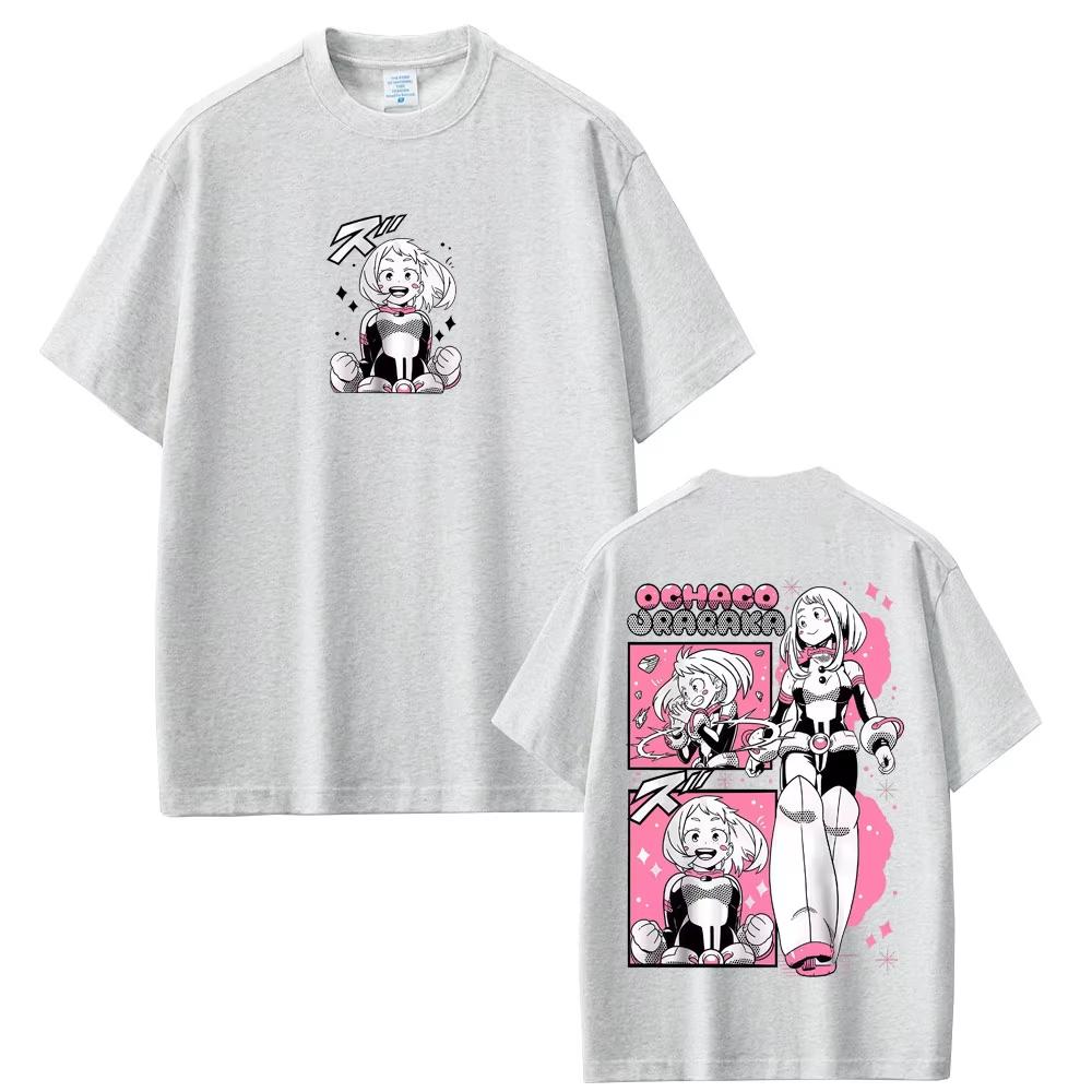 Anime My Hero Academia Print TShirt Cartoon Ochaco Uraraka Graphic T Shirts Unisex Women Clothing Cute Kawaii pure cotton Tshirts