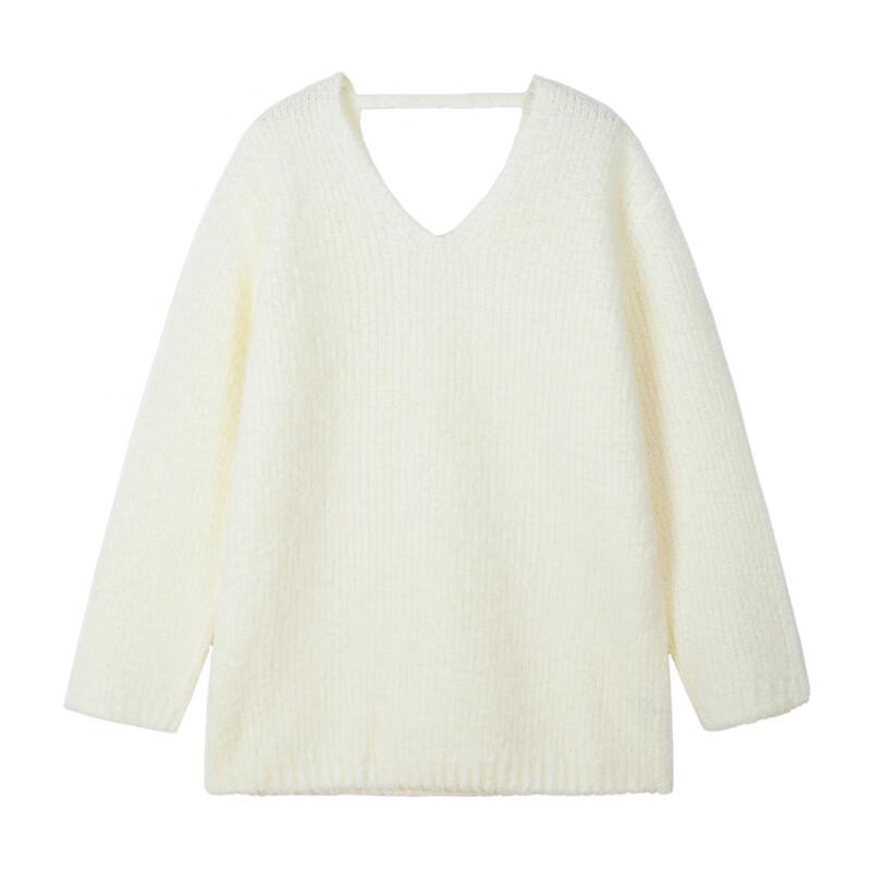 LESS 2024 Spring Lambswool Blend V-Neck Loose Sweater