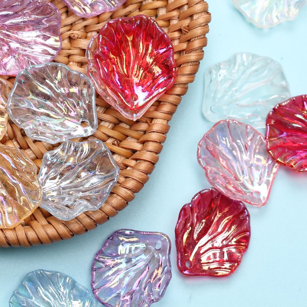 Acrylic for Jewelry Making 40pcs AB Colorful Cabbage Leaf Petal Beads Fashion Handmade Material with Holes