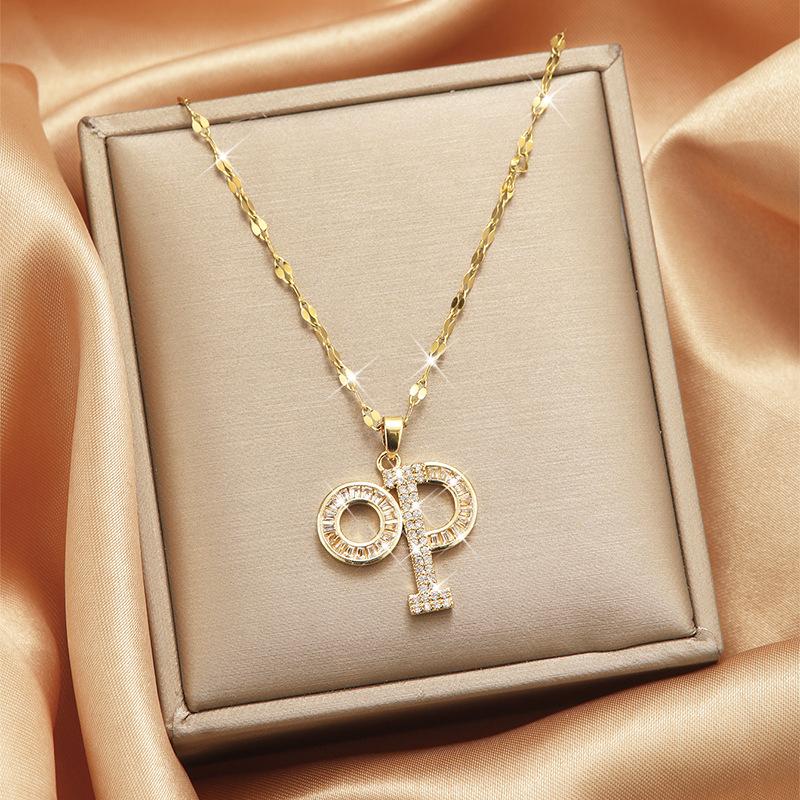 Luxury Shiny Stainless Steel 18k Gold Zircon Heart Butterfly Pendant Necklace Women Boutique Pearl Flower Leaf Necklace for Gift