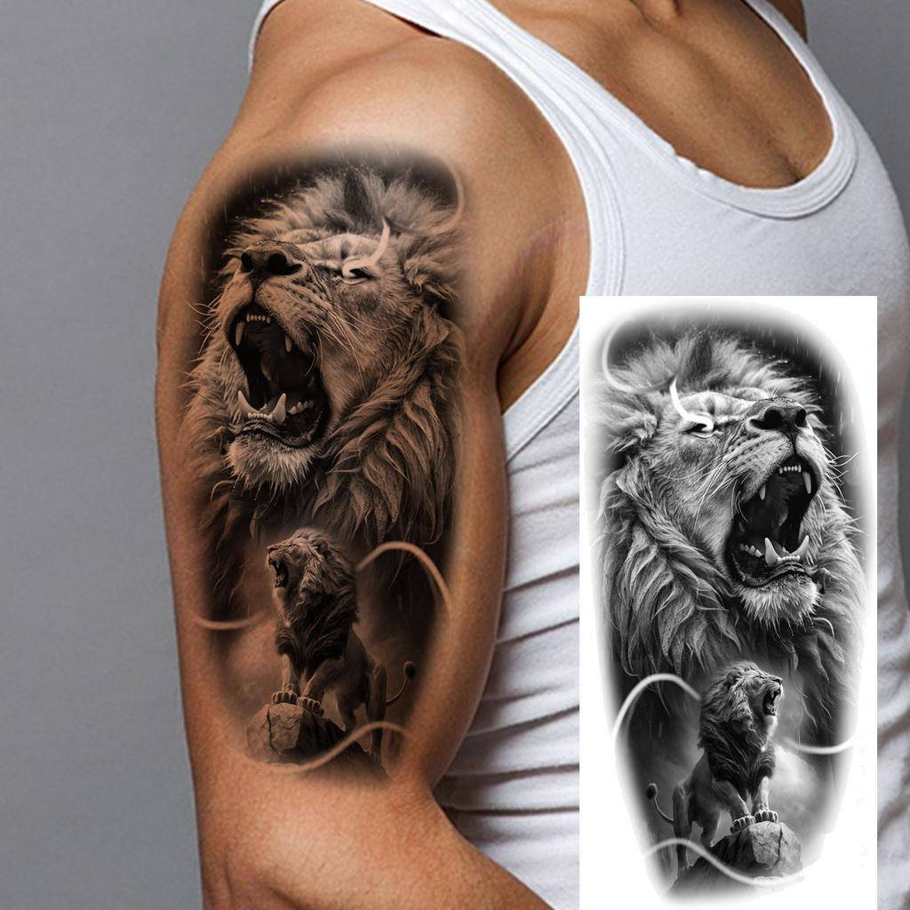 1 Sheet Scary Grim Reaper Skull Temporary Tattoos Halloween Tatoos Long Lasting Waterproof Tiger Wolf Beast Fake Tattoo Stickers