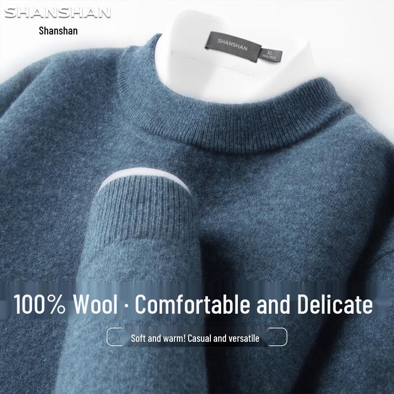 SHANSHAN 100% Merino Wool Thickened Crew Neck Sweater