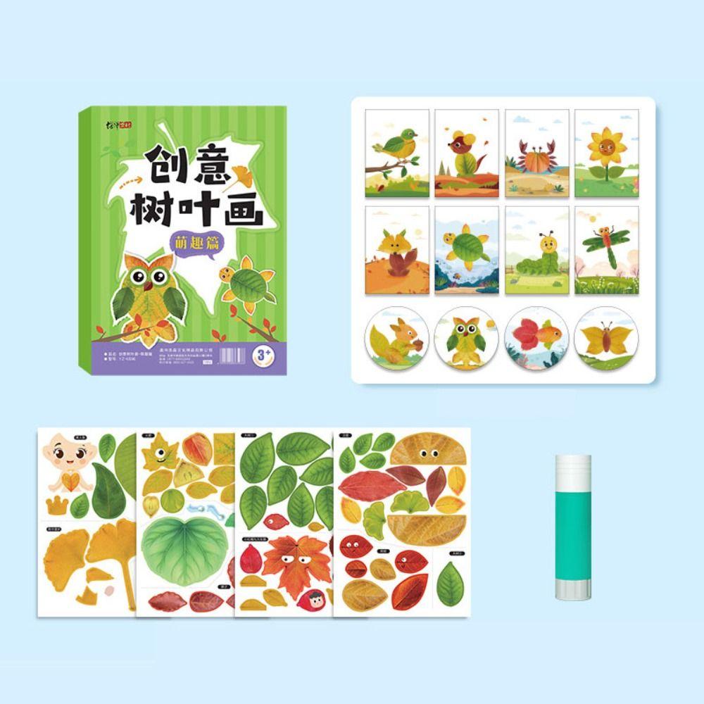 Educational Toys Leaf Painting Sticker Books Paper Cartoon Sticker Book  Toddlers