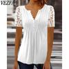 Женские модные повседневные летние весенние однотонные блузки и рубашки с v-образным вырезом и короткими рукавами с принтом