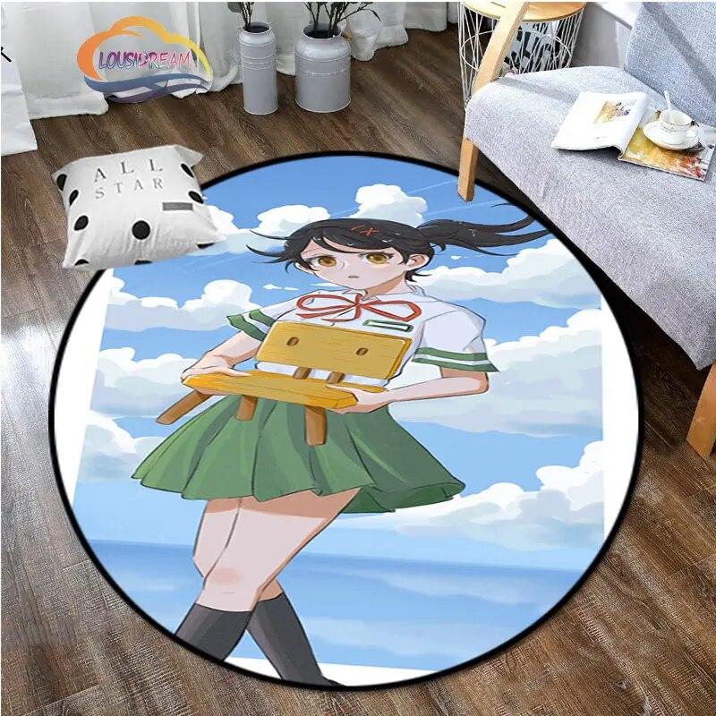 Круглый ковер с рисунком аниме Suzume, декоративный круглый коврик с 3D принтом для детей или девочек, коврик для спальни, гостиной