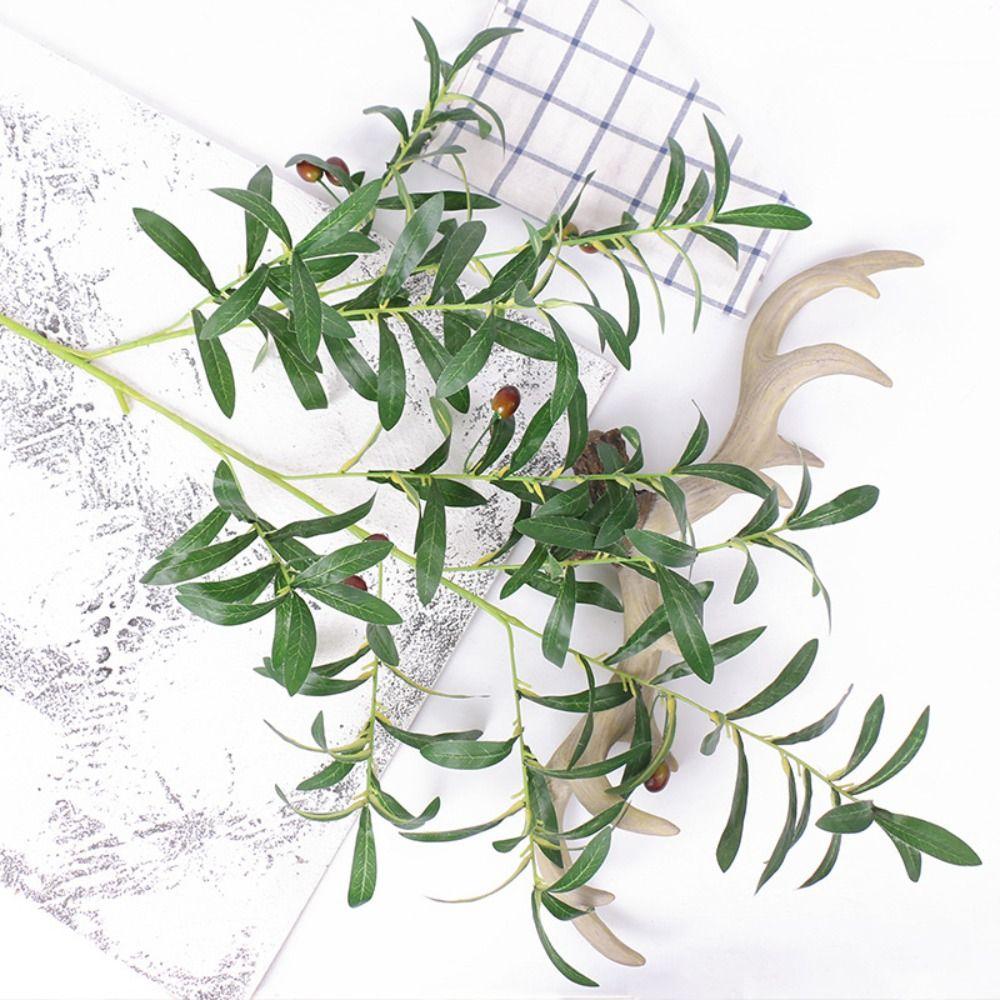 Elegant Artificial Olive Leaf With Olive Fruit Fake Olive Tree Branches Desktop Decoration