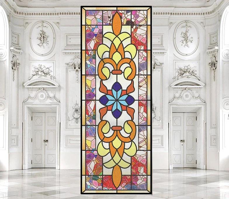Customize Stained Glass Window Film Frosted Mosaic Grid Privacy Protection No Glue Decorative Bathroom Bedroom Kitchen Home Quality