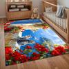 Mediterranean Oil Painting Cat Pattern Soft Area Rug Non Slip Decorative Floor Mat For Living Room Bedroom Kids Room