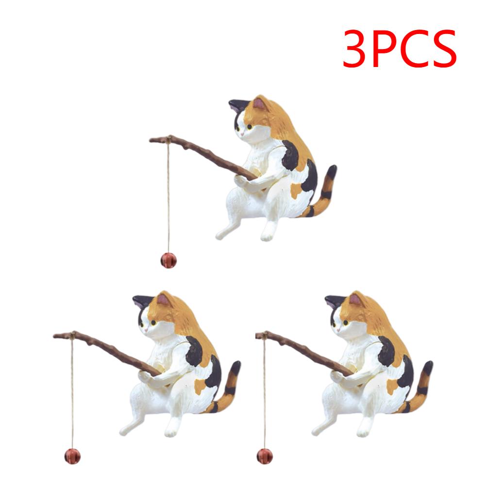 1-5PCS Fishing Cat Aquariums Decorations Fishtanks Hangable Decors Landscape AquaticPet Fishtank Ornament Desktop Accessories