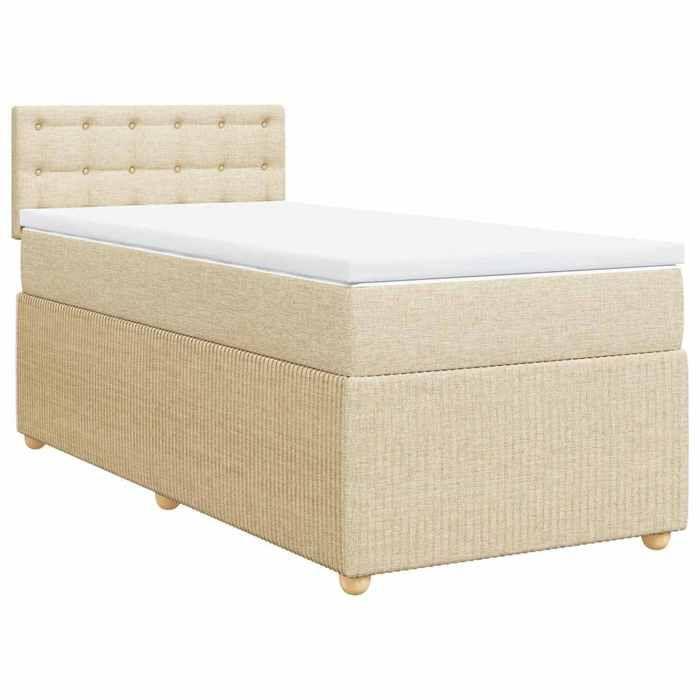 Maison Exclusive - Sommier à lattes de lit avec matelas Crème 90x200 cm Tissu