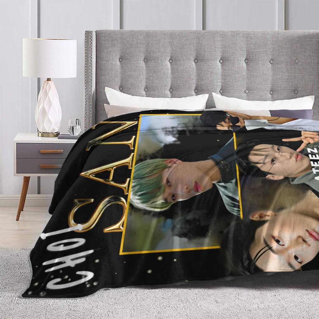 Плед ATEEZ Чхве Сан Фланелевый плед для пикника, дивана, кресла, дивана, кровати Теплый, мягкий, индивидуального качества, покрывало, подарок