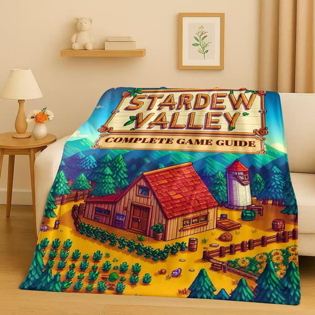 Retro Stardew Valley Farm Map Pixel Game Flannel Blanket,Ultra Soft Warm Plush Throw for Home Bedroom Bed Sofa Cover Kids Gift