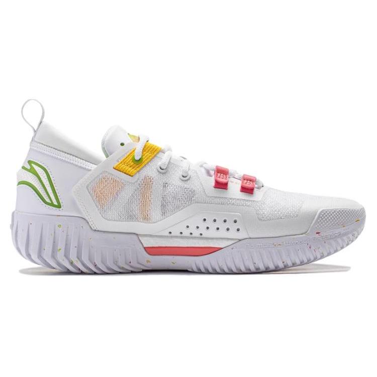 Li Ning BadFive 3 Низкая амортизация Износостойкие Легкие Низкие Баскетбольные кроссовки Унисекс Белый Красный Желтый ABFU005-4