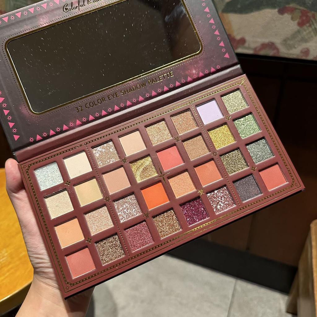 Ретро Роза Картина Маслом Стиль 32-цветная Палитра Теней Для Век Перламутровый Матовый Водонепроницаемый  