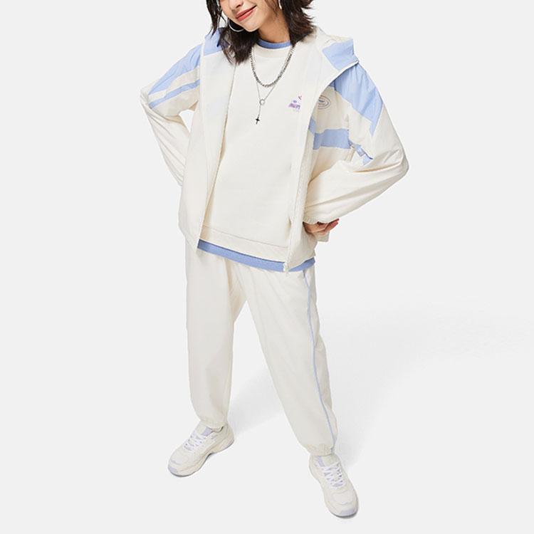 Li Ning Sports Lifestyle Series Color Block молния с капюшоном длинный рукав ветровка женская верхняя одежда Off-White AFDU036-1