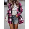 HNXC Women's Vintage Casual Plaid Print Autumn Winter Long Sleeve POLO Neck Jackets & Coats