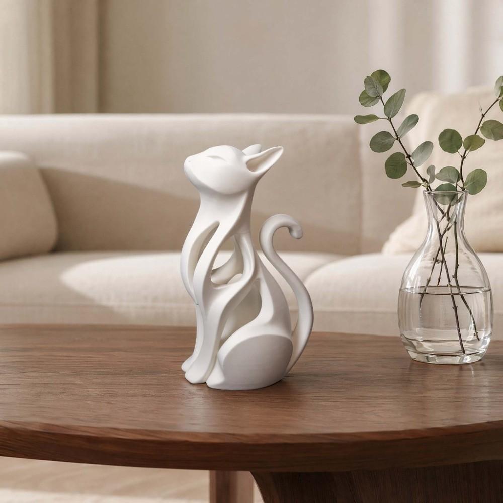 3D Printed Abstract Cat Sculpture Plastic Abstract Cat Figurine Sculpture of Kitten Bedroom Decor