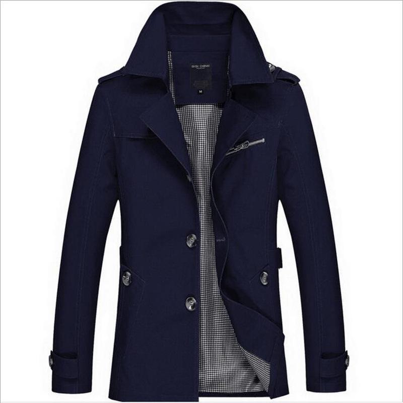 Men's Autumn Casual Washed Mid-Length Windbreaker Jacket