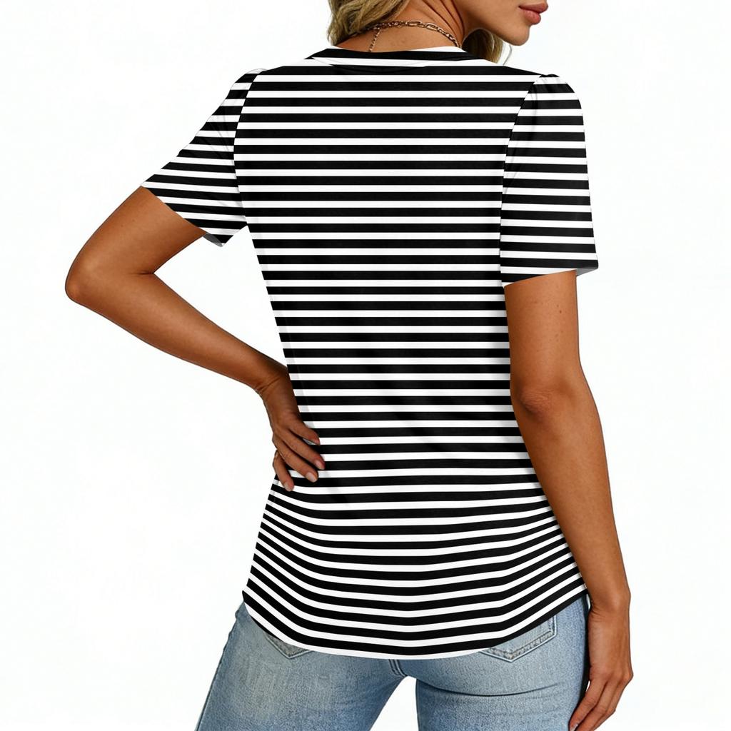 Женские Топы Элегантные Повседневные Рубашки с V-образным вырезом и коротким рукавом Плиссированные Блузки Туника на пуговицах