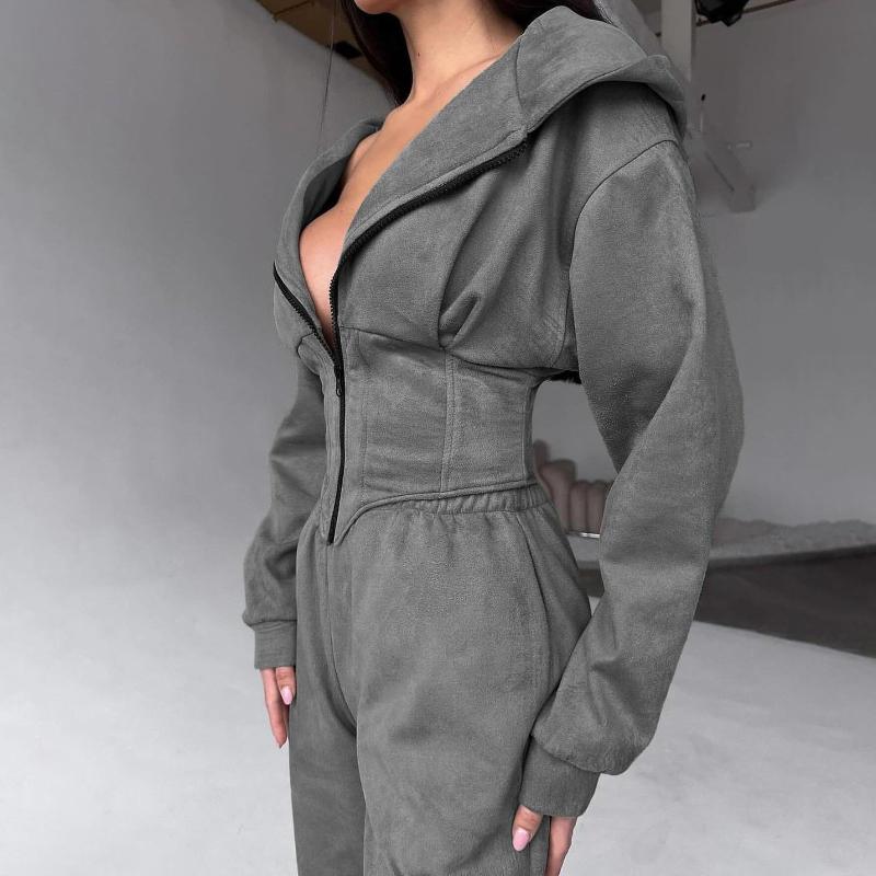 Укороченная куртка в европейском и американском стиле для горячих девушек с поясом-рыбьей косточкой и утягивающей толстовкой на молнии