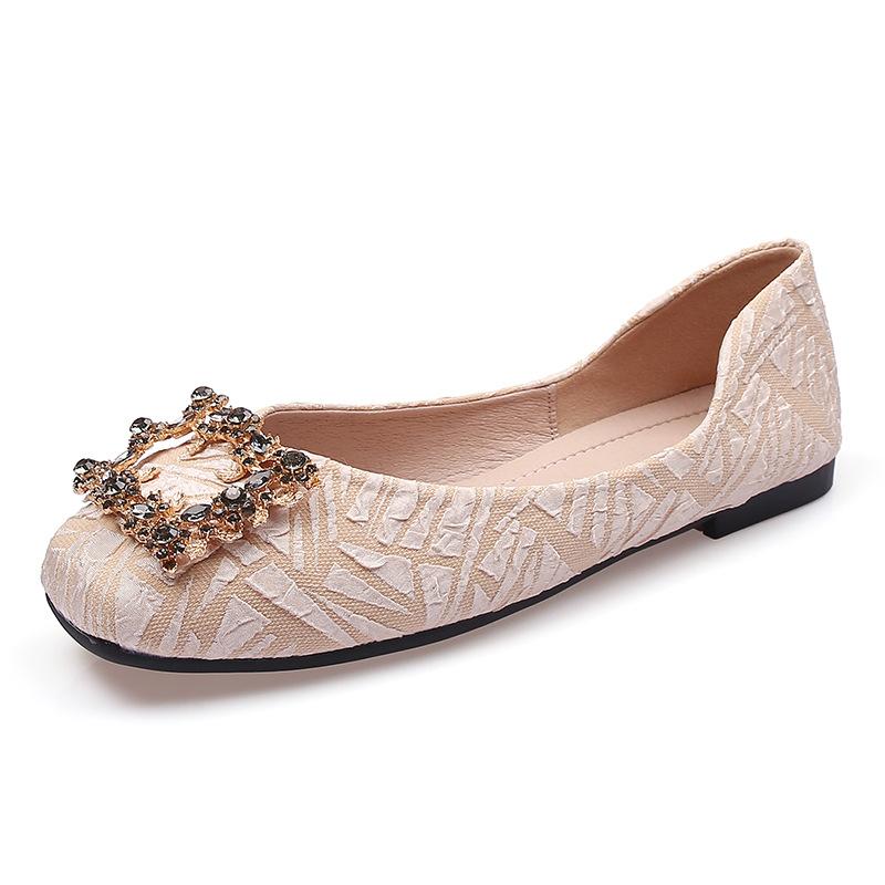 Модные изысканные женские туфли, модные повседневные туфли на плоской подошве с узором Water Diamond, с неглубоким носком и квадратной подошвой, женские рабочие туфли с мягкой подошвой