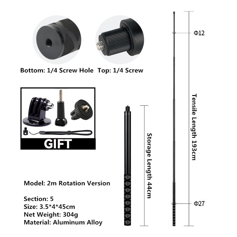Палка для селфи для Insta 360 X4 X3 X5 Bullet Time Вращающаяся ручка Штатив Для Go Pro 13 12 DJI Алюминиевые аксессуары для палки для селфи