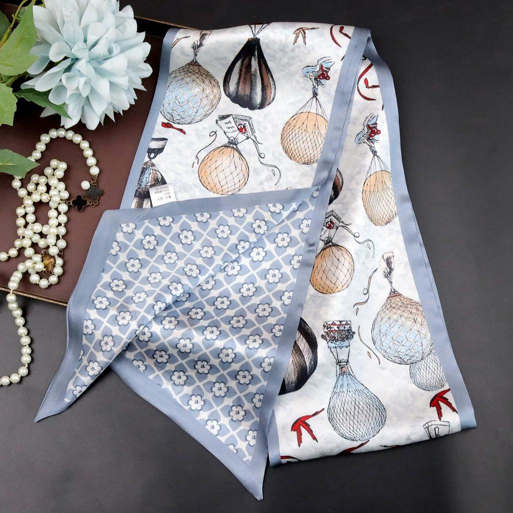 Галстук из тутового шелка для женщин Универсальный осенний стиль Шикарный узкий Многофункциональный декоративный Двухслойный шарф из 100% шелка