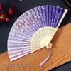 Портативный складной веер в китайском стиле из бамбука и шелка для женщин - Идеально подходит для ханьфу, ципао и летних танцев