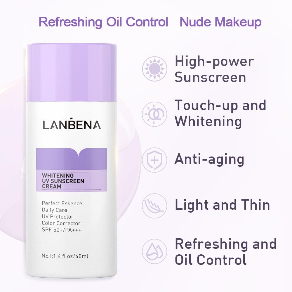 LANBENA UV Sunscreen Face Cream Sunblock SPF50+ Whitening Sweat-proof Waterproof Body Skin Care 40ml