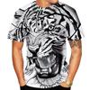 Мужская летняя футболка с круглым вырезом, свободная футболка с большим коротким рукавом и 3D принтом тигра, уличная одежда больших размеров, уличная одежда