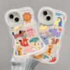 Cute Cartoon Animal Suitable for Apple 16pro Phone Case 15 Invisible Double Stand 14 Transparent Silicone 13 Anti-drop X