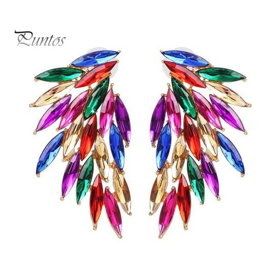 1 пара перьевых шипов в форме крыльев, серьги-гвоздики для ушей, персонализированные цветные стеклянные женские серьги-гвоздики, модные ювелирные изделия, подарок