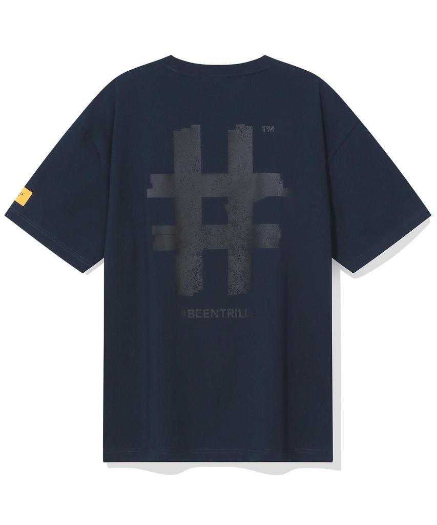 BEENTRILL Футболка оверсайз с коротким рукавом и принтом-штампом с хэштегом (Древесный уголь)