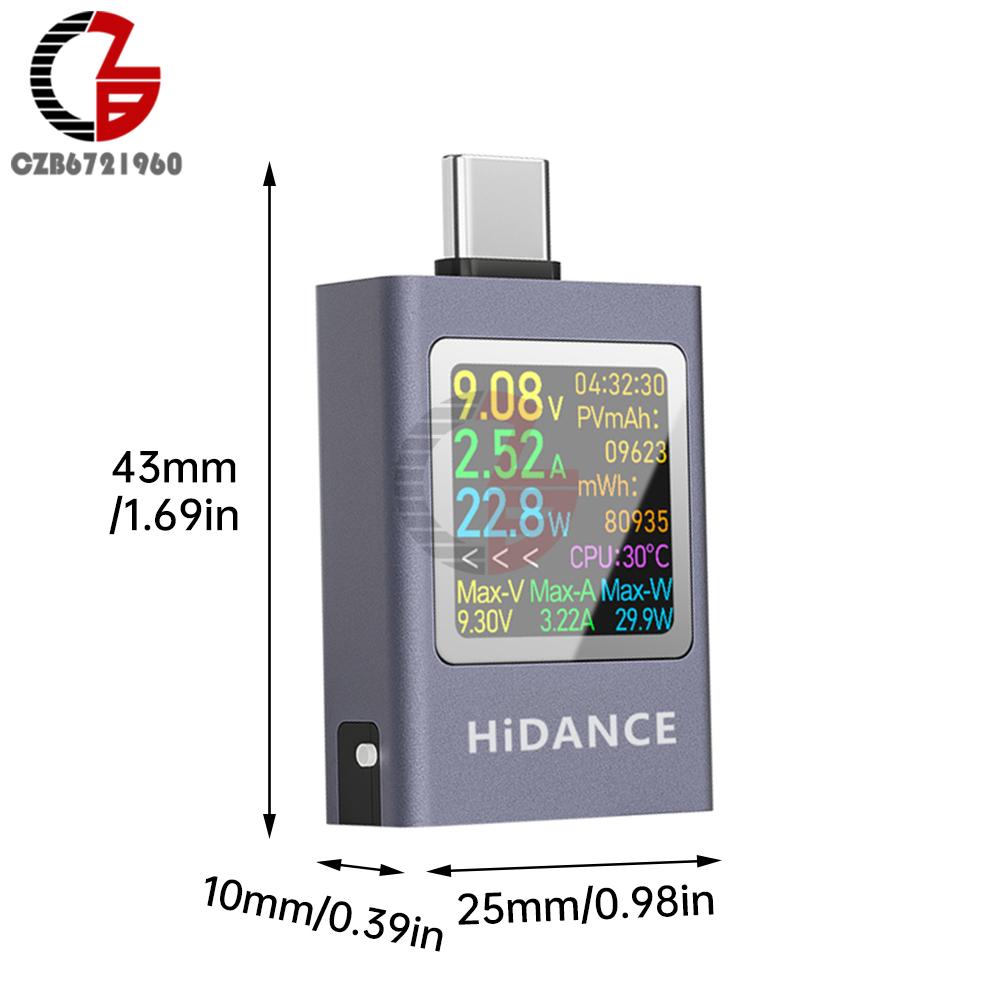 Цифровой вольтметр-амперметр DC 4,5-50В 0-12А, Тестер зарядки USB Type-C, Измеритель постоянного тока и напряжения, Монитор емкости аккумулятора