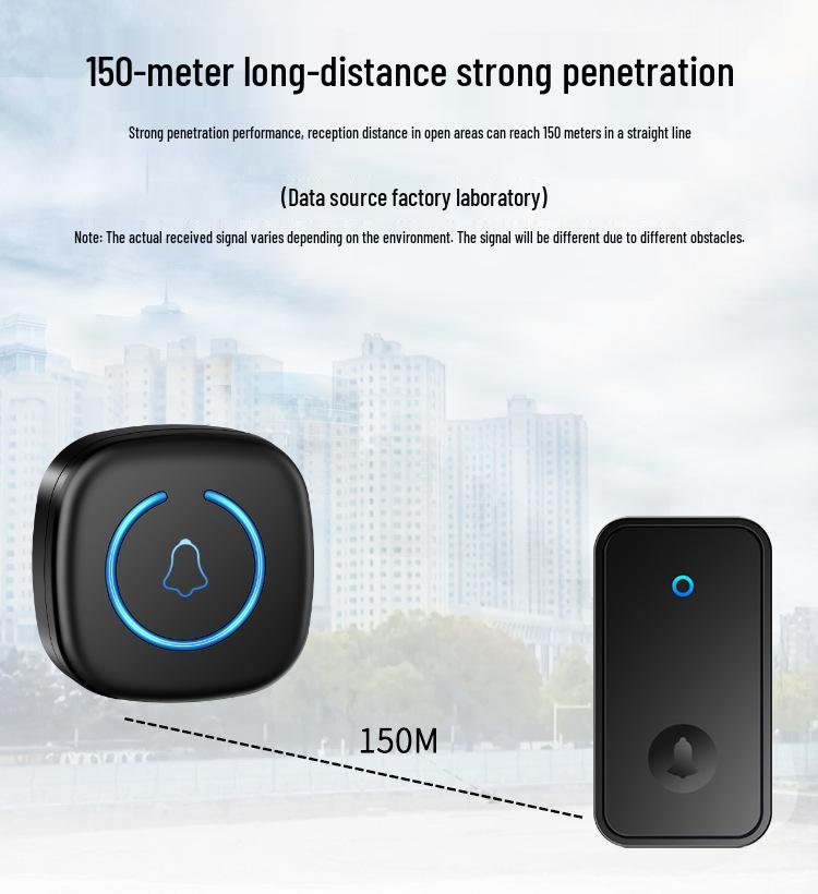 Кинетический беспроводной водонепроницаемый дверной звонок, без батареек, дальний радиус действия, высокая громкость, идеально подходит для пожилых людей.