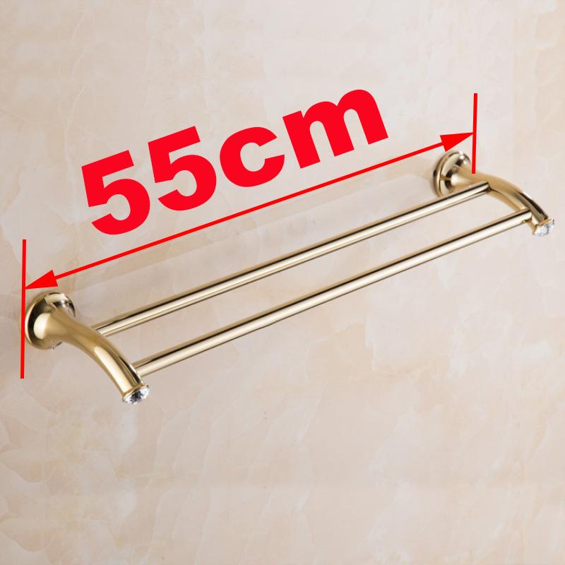 Золотистая отделка Нержавеющая сталь Аксессуар для ванной Двойная перекладина для полотенец Полка для полотенец Держатель для полотенец