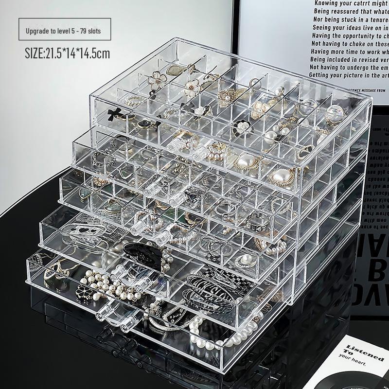 Многослойная шкатулка для хранения украшений из 120 ячеек с пылезащитным ящиком для сережек и клипс