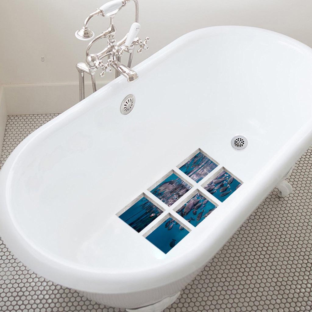 6pcsNew Bath Tub Shower Stickers PVC Decals Applique   Mural Home Decor 