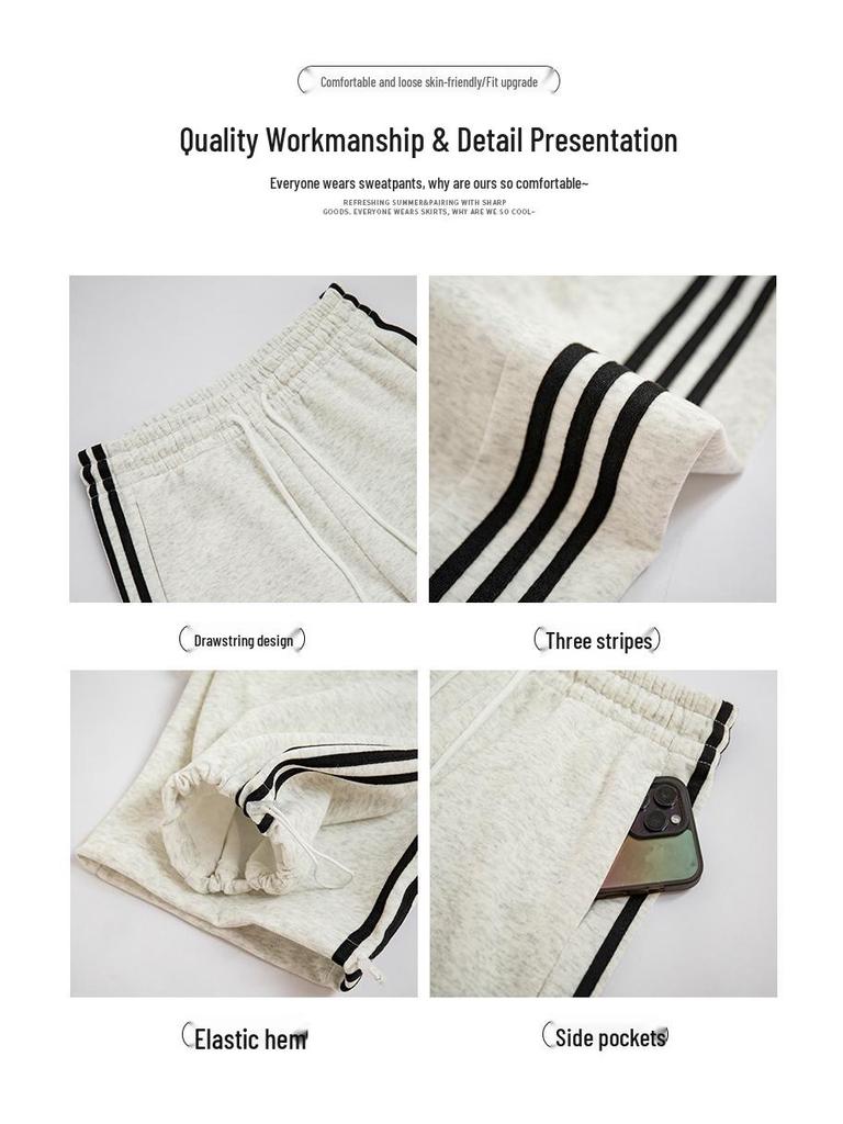 2024 Женские осенние свободные спортивные штаны прямого кроя с модной боковой полосой