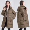 Хлопковая женская одежда длиной ниже колена 2025 зима новая корейская версия утолщенной куртки с большими карманами стеганая куртка женская стеганая куртка