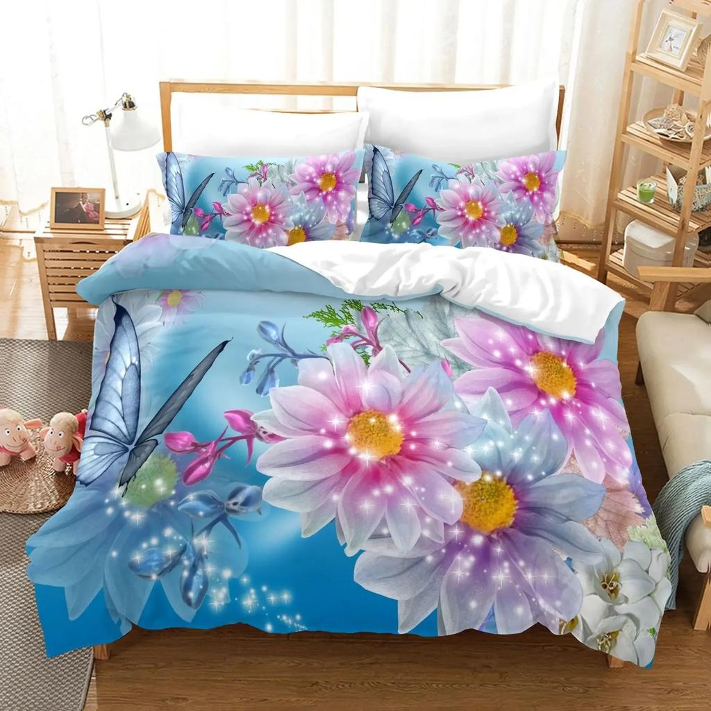 3D Print Fantasy Butterfly Animal Romantic Comfortable Duvet Quilt Cover Pillowcase Bedding Set Bedroom Decoration Home Textile