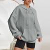Women's Casual Loose Solid Color Pullover Hooded Long Sleeved Patchwork Sweatshirt