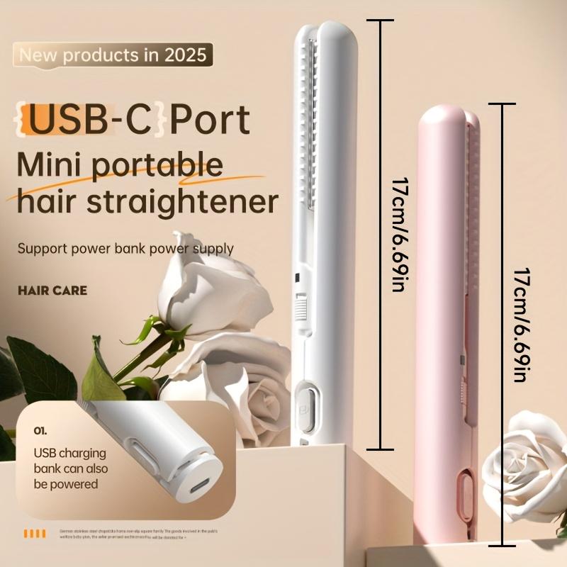 2-in-1 Straightener and Curler, USB-powered Mini Shaper, Dual-use, Anti-scalding, Portable Travel, Frizz Free, Shinier and Smoother