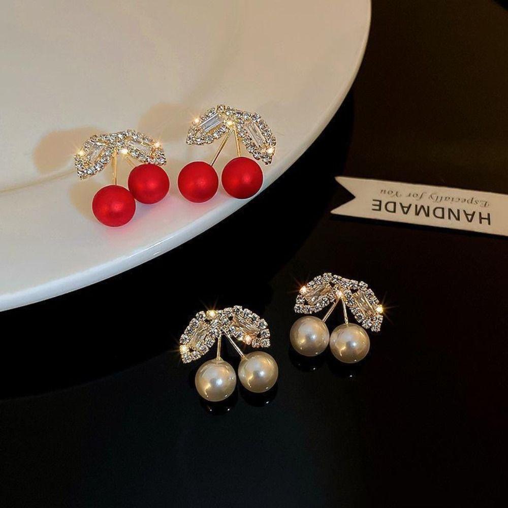 Маленькие свежие висячие серьги с красной вишней, женские ювелирные изделия, серьги с фруктами