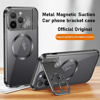 Для iPhone 15 14 13 Pro Max чехол Magsafe магнитный держатель телефона из металлического алюминиевого сплава защитный чехол с ароматизатором